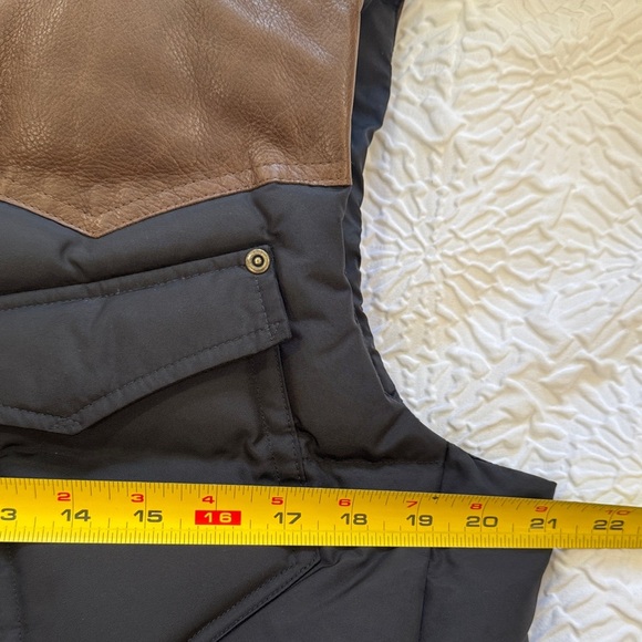 Ralph Lauren RLX Black And Brown Cow Hide Leather Down Vest Women’s Size L - Picture 9 of 10